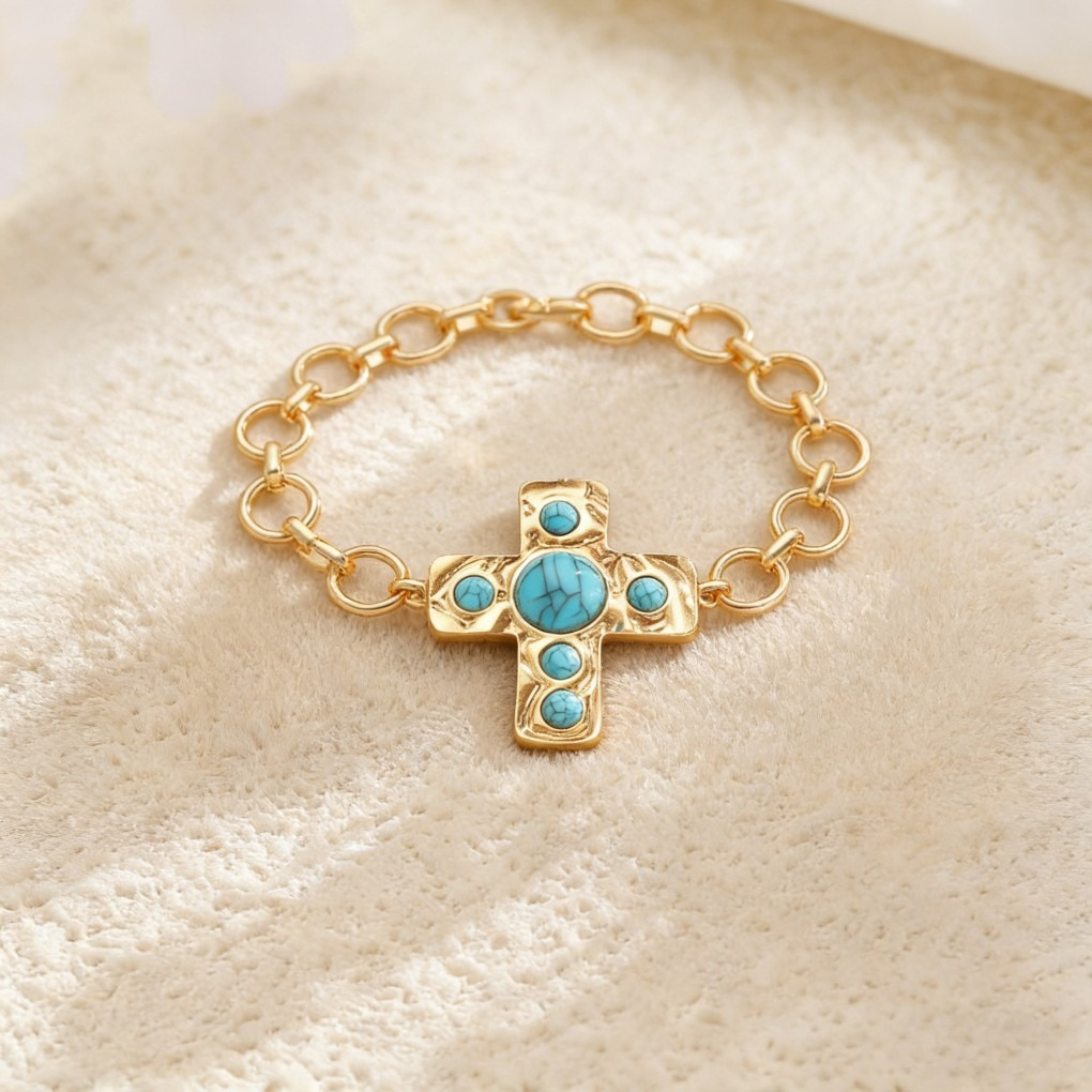 Vintage Bold Turquoise Cross Jewelry Set
