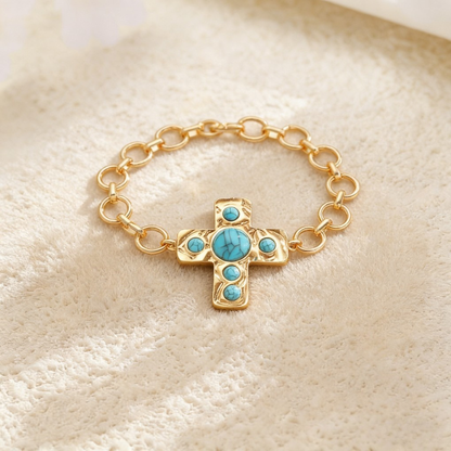 Vintage Bold Turquoise Cross Jewelry Set