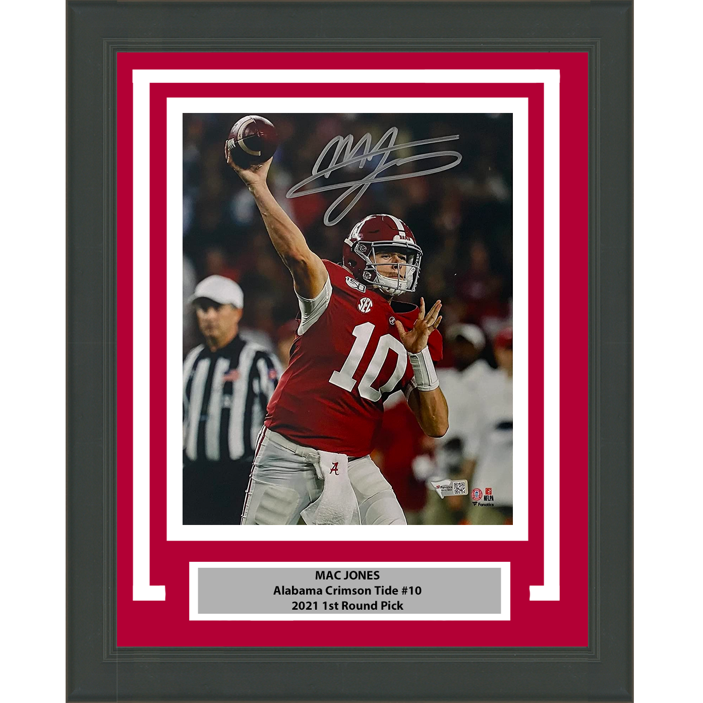 Framed Autographed/Signed Mac Jones Alabama Crimson Tide 8x10 College Football Photo Fanatics COA
