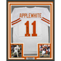 Framed Autographed/Signed Major Applewhite 35x39 Texas White College Football Jersey JSA COA