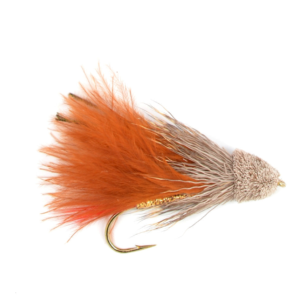 Brown Marabou Muddler Minnow Streamer Fly - 4 Flies Size 8