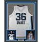 Framed Autographed/Signed Marcus Smart 35x39 Memphis White Basketball Jersey Beckett BAS COA