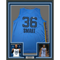 Framed Autographed/Signed Marcus Smart 35x39 Memphis Light Blue Basketball Jersey Beckett BAS COA
