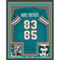 Framed Autographed/Signed Marks Brothers Mark Clayton & Mark Duper 35x39 Miami Teal Football Jersey JSA COA