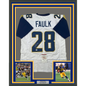 Framed Autographed/Signed Marshall Faulk 35x39 St. Louis White Football Jersey JSA COA