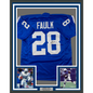 Framed Autographed/Signed Marshall Faulk 35x39 Indianapolis Blue Football Jersey JSA COA