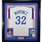 Framed Autographed/Signed Dennis Martinez 35x39 Montreal White Baseball Jersey JSA COA