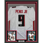 Framed Autographed/Signed Michael Penix Jr. 35x39 Atlanta White Football Jersey Beckett BAS COA