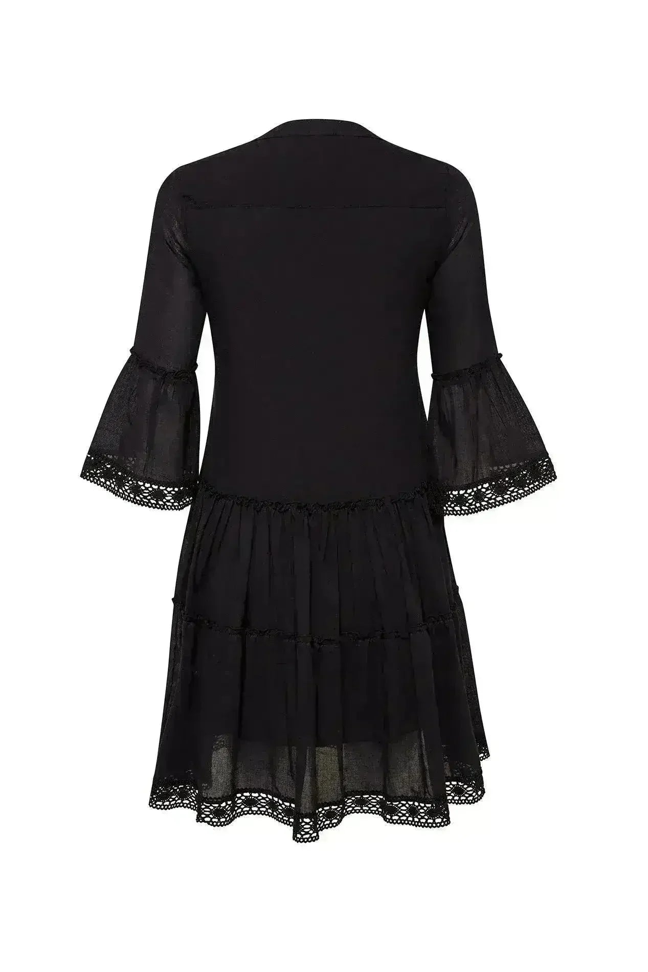 MIKA Black Mini Dress | Boho Peasant Style | Femstylo