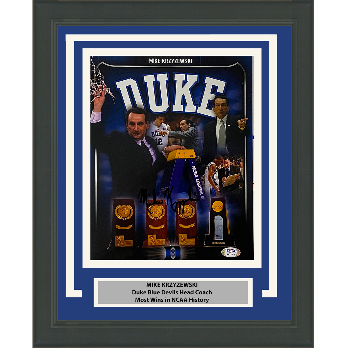 Framed Autographed/Signed Mike Krzyzewski Coach K Duke Blue Devils 8x10 Basketball Photo PSA/DNA COA #4