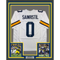 Framed Autographed/Signed Mike Sainristil 35x39 Michigan White College Football Jersey Beckett BAS COA