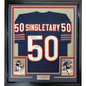 Framed Autographed/Signed Mike Singletary HOF 98 35x39 Chicago Blue Football Jersey JSA COA