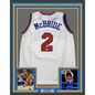 Framed Autographed/Signed Miles Deuce McBride 35x39 New York White Basketball Jersey JSA COA