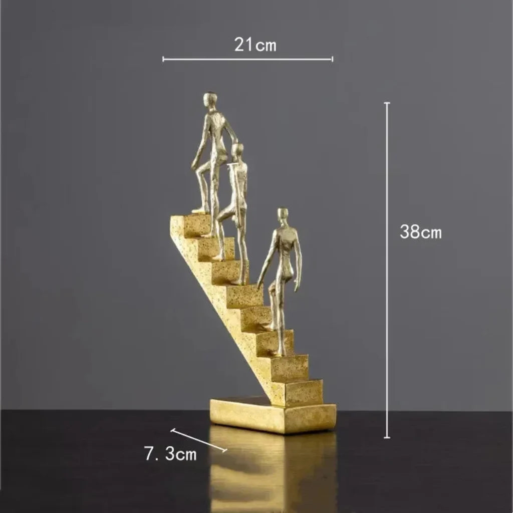Golden Staircase Climbing Figures Sculpture