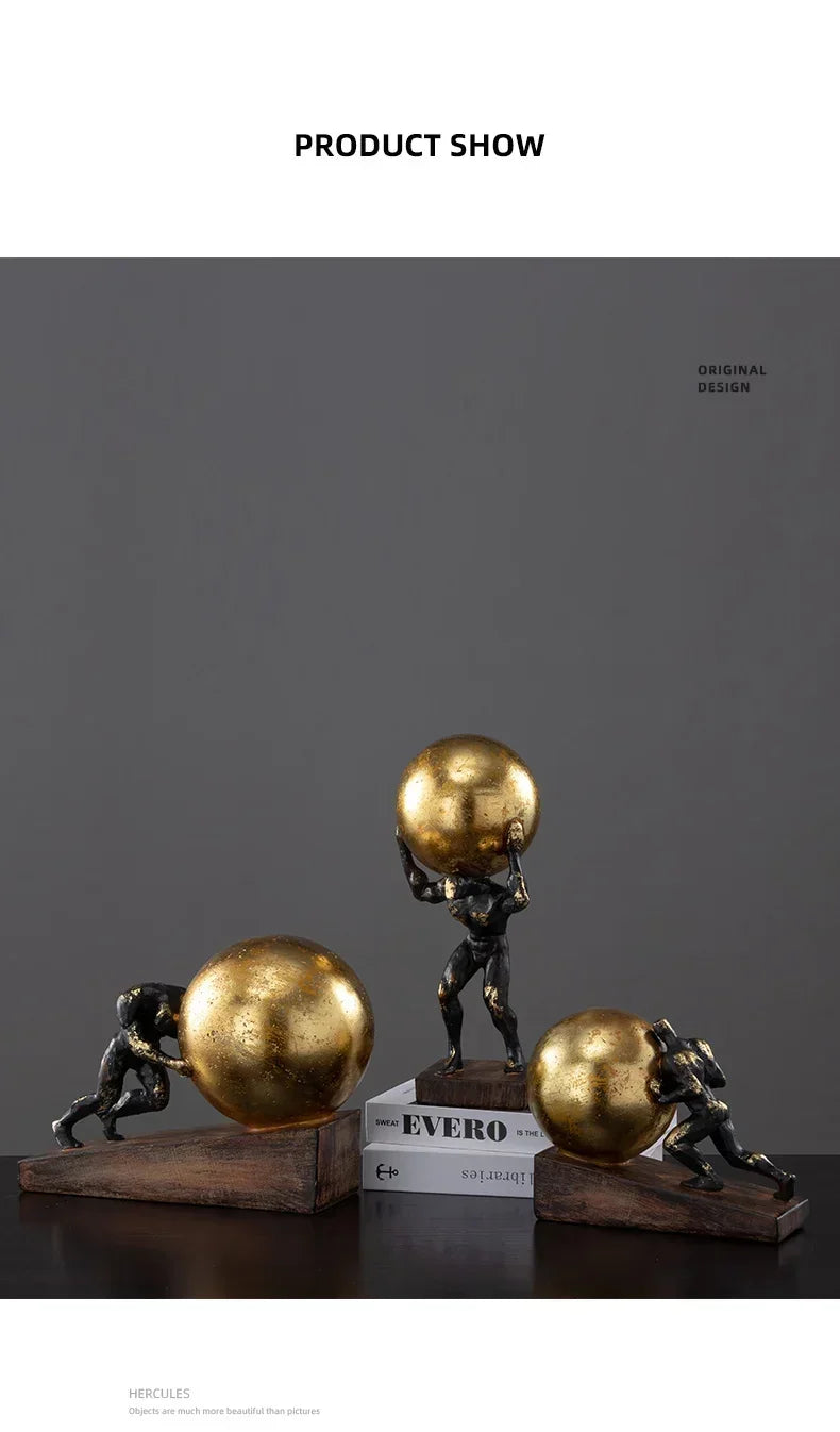 Gymnast Balance Sculpture, Gold Ring & Marble Base