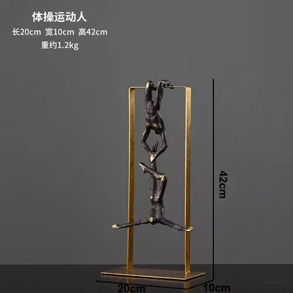 Gymnast Balance Sculpture, Gold Ring & Marble Base
