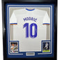 Framed Autographed/Signed Luka Modric 35x39 Real Madrid White Soccer Jersey Beckett BAS COA