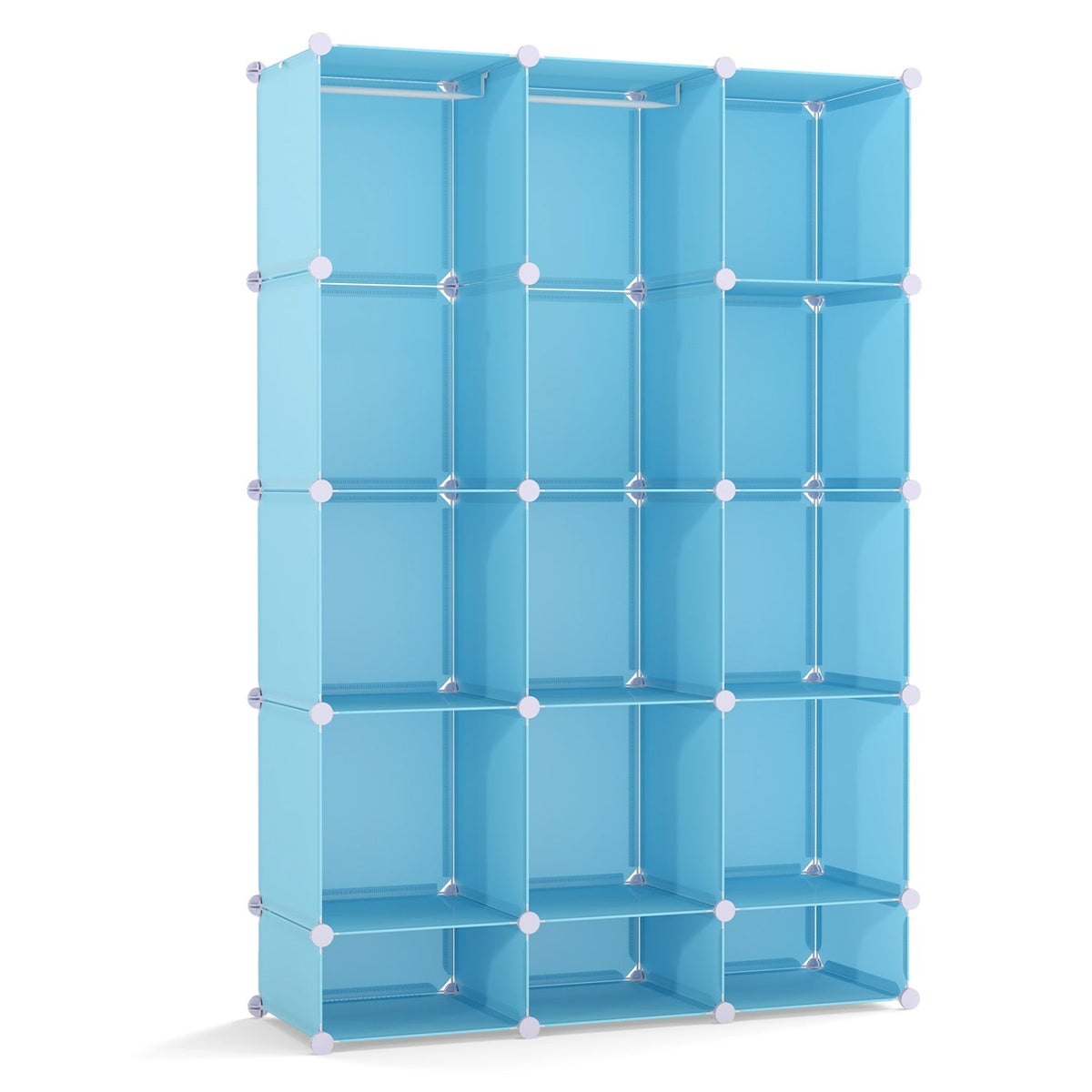 13-Cube Modular Kids Wardrobe with Hanging Rod and Shelves