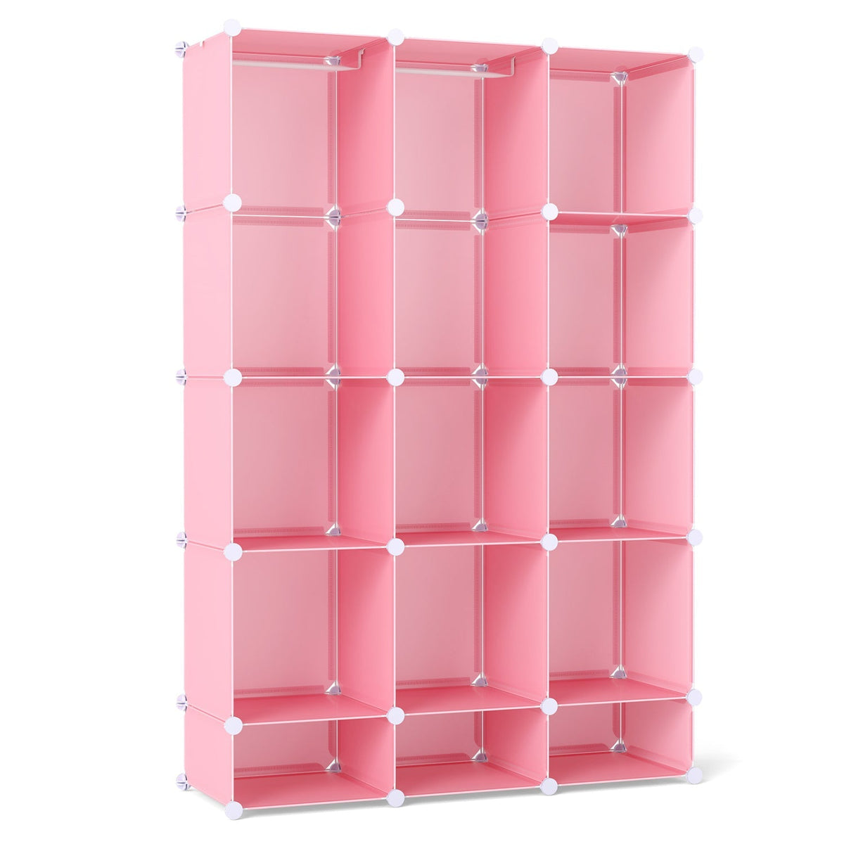 13-Cube Modular Kids Wardrobe with Hanging Rod and Shelves