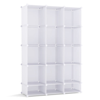 13-Cube Modular Kids Wardrobe with Hanging Rod and Shelves