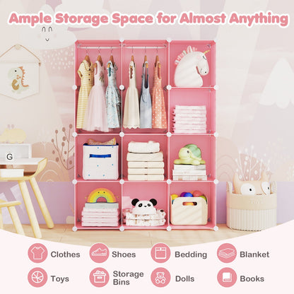 Modular Kids Wardrobe with 10 Cubes & Hanging Rod