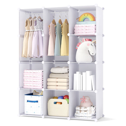 Modular Kids Wardrobe with 10 Cubes & Hanging Rod