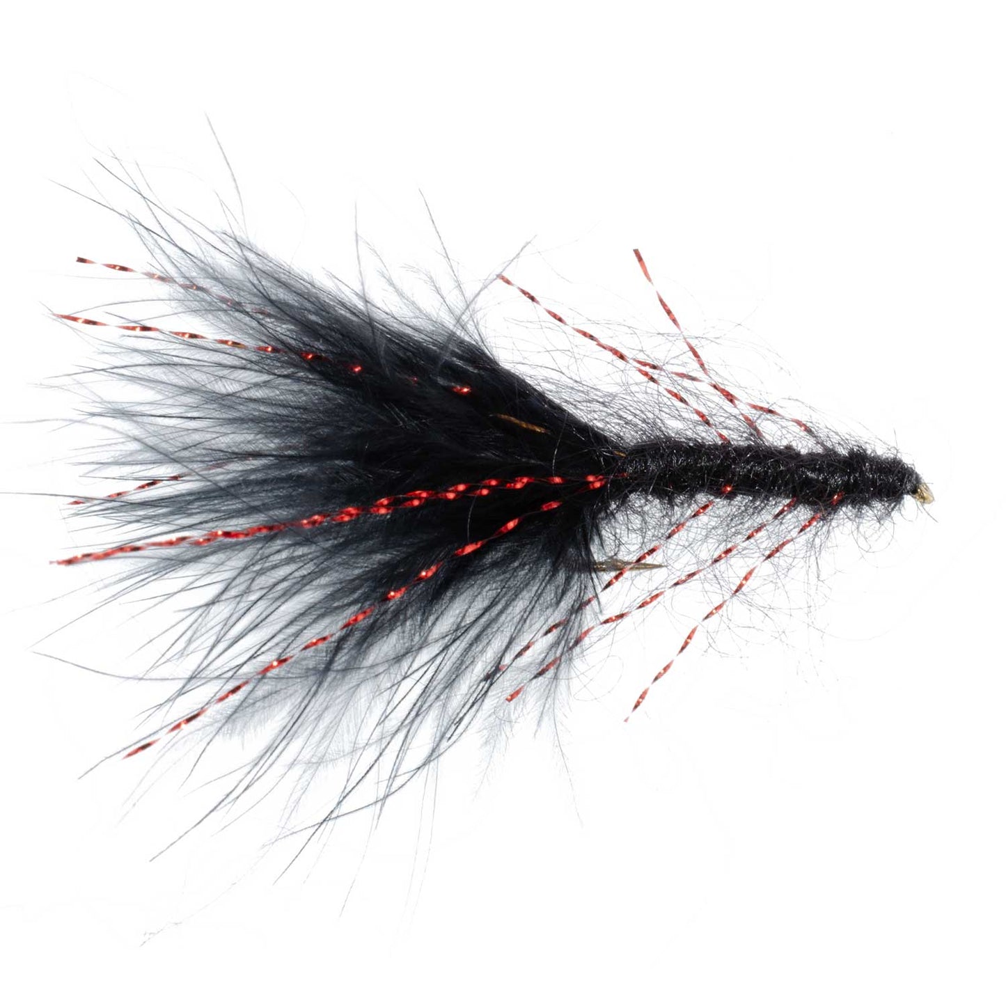 3 Pack Black Red Crystal Mohair Leech Streamer Flies Size 8