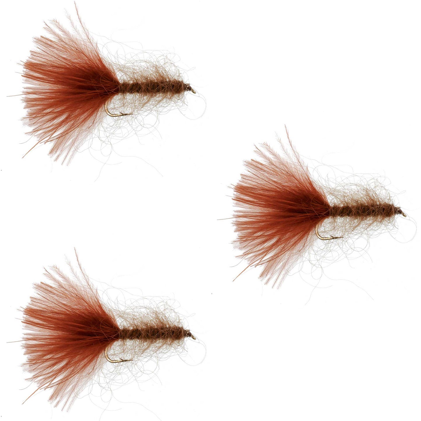 3 Pack Brown Mohair Leech Streamer Flies Size 8