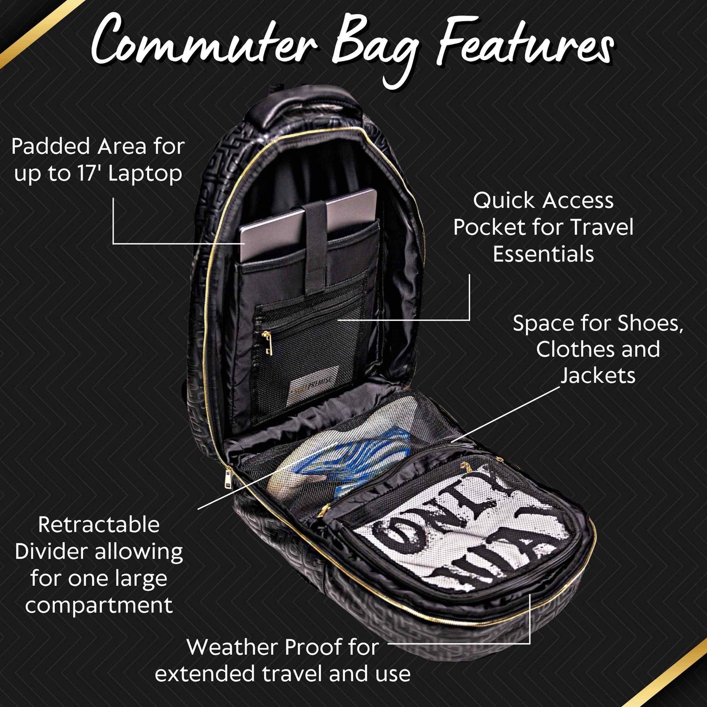 Black Monogram Leather Commuter Bag