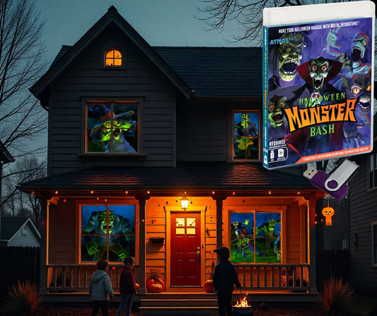 AtmosFX® Monster Bash Halloween Digital Decoration on USB Includes 6 Atmosfx Video Effects for Hallloween