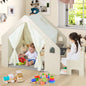Montessori Style Indoor Playhouse with Storage Bin and Floor Mat for Toddlers Aged 2-6 Years Old-Beige