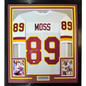 Framed Autographed/Signed Santana Moss 35x39 Washington White Football Jersey JSA COA