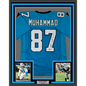 Framed Autographed/Signed Muhsin Muhammad 35x39 Carolina Blue Football Jersey Beckett BAS COA