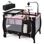 Baby Playpen with Changing Table and Bassinet - Pink