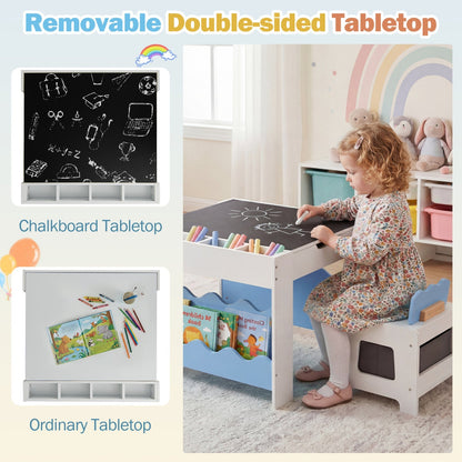 Multi-purpose Activity Kids Table and Chairs Set with Double-sided Tabletop