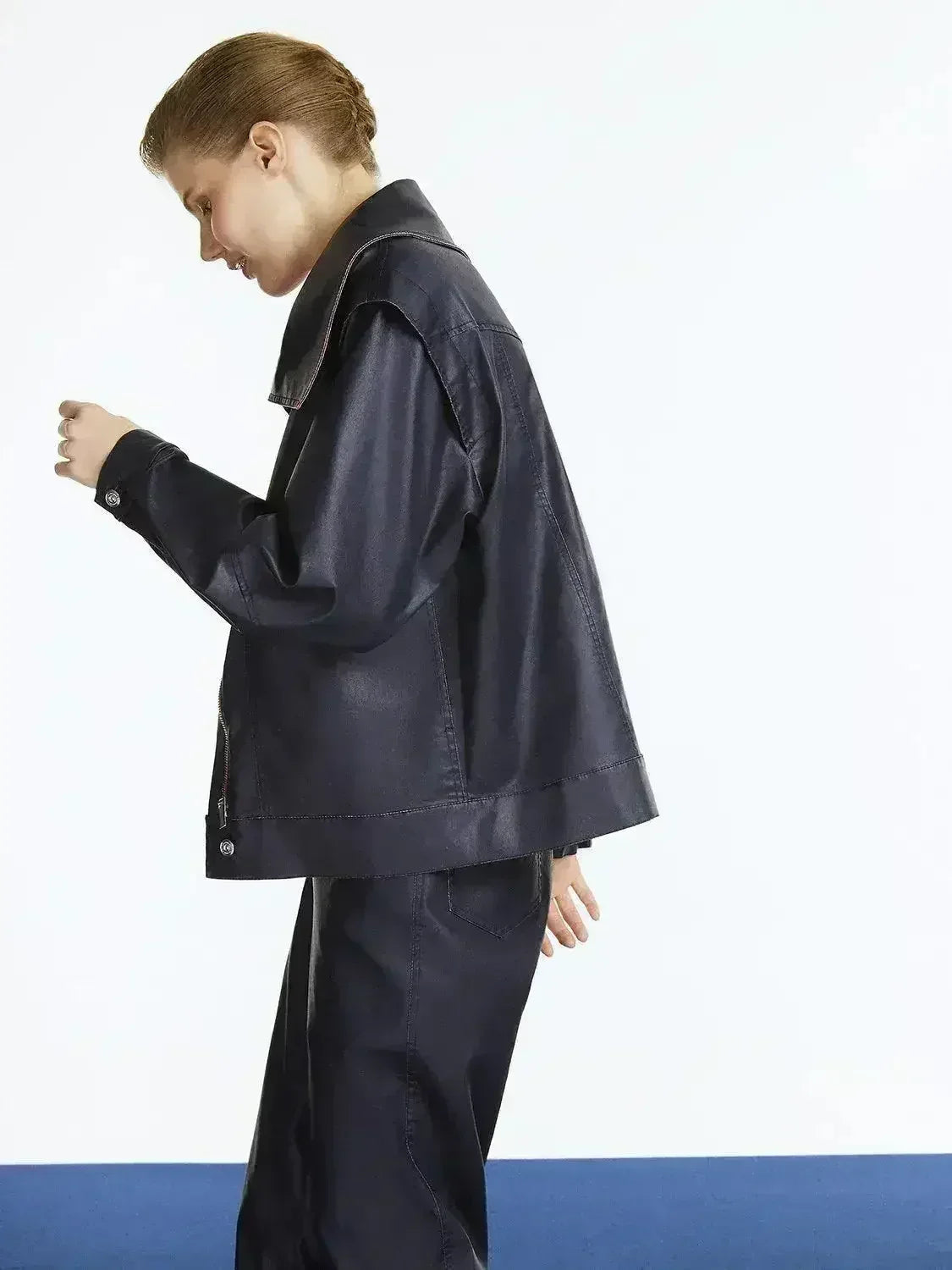 Wide Collar Coated Jacket