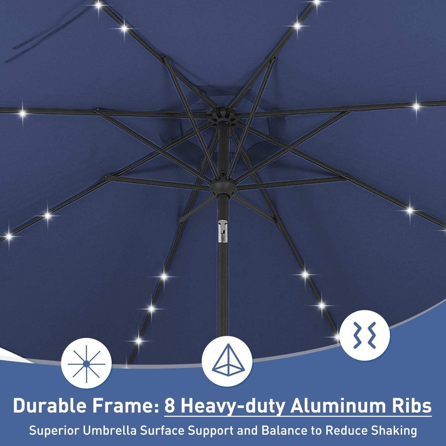 Ainfox 10ft Solar Patio Umbrella Outdoor Umbrella Market Umbrella With Decorative Pattern Umbrella