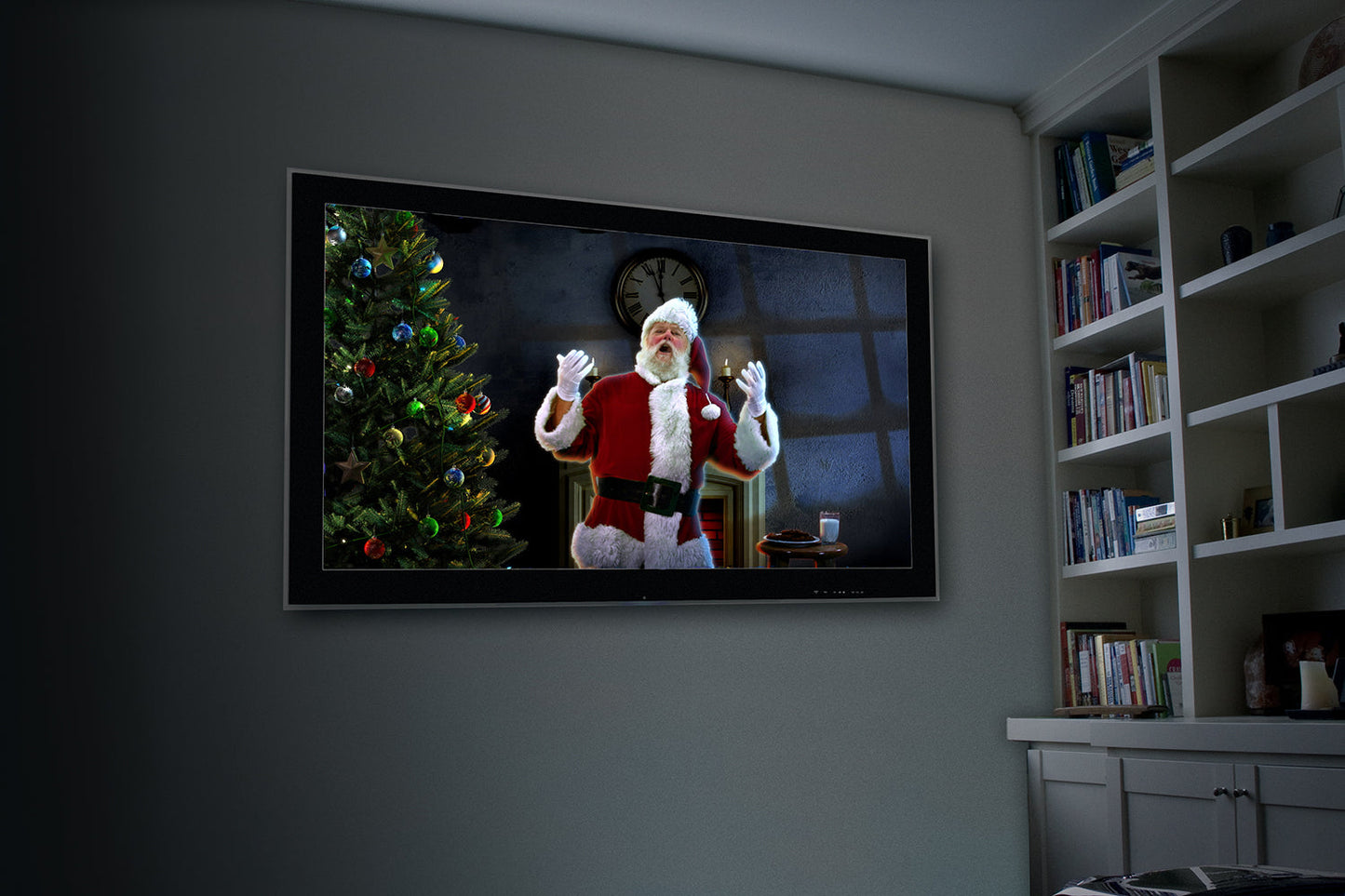AtmosFX Night Before Christmas USB + HD Projector + 48" x 72" White Holographic Screen for Christmas Projection