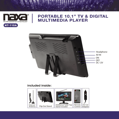 Naxa 10" Portable 12 Volt Television & Digital Multimedia Player