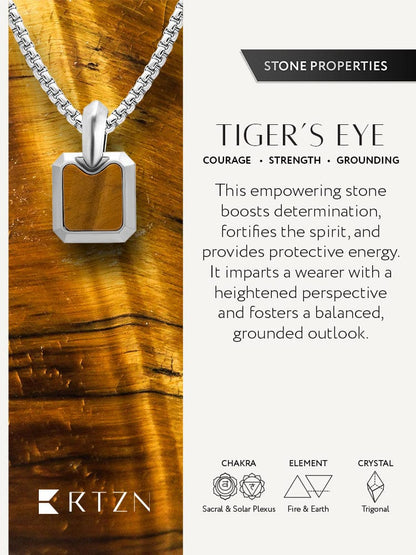 Tiger Eye Square Pendant Necklace