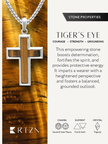 Tiger Eye Cross Pendant Necklace