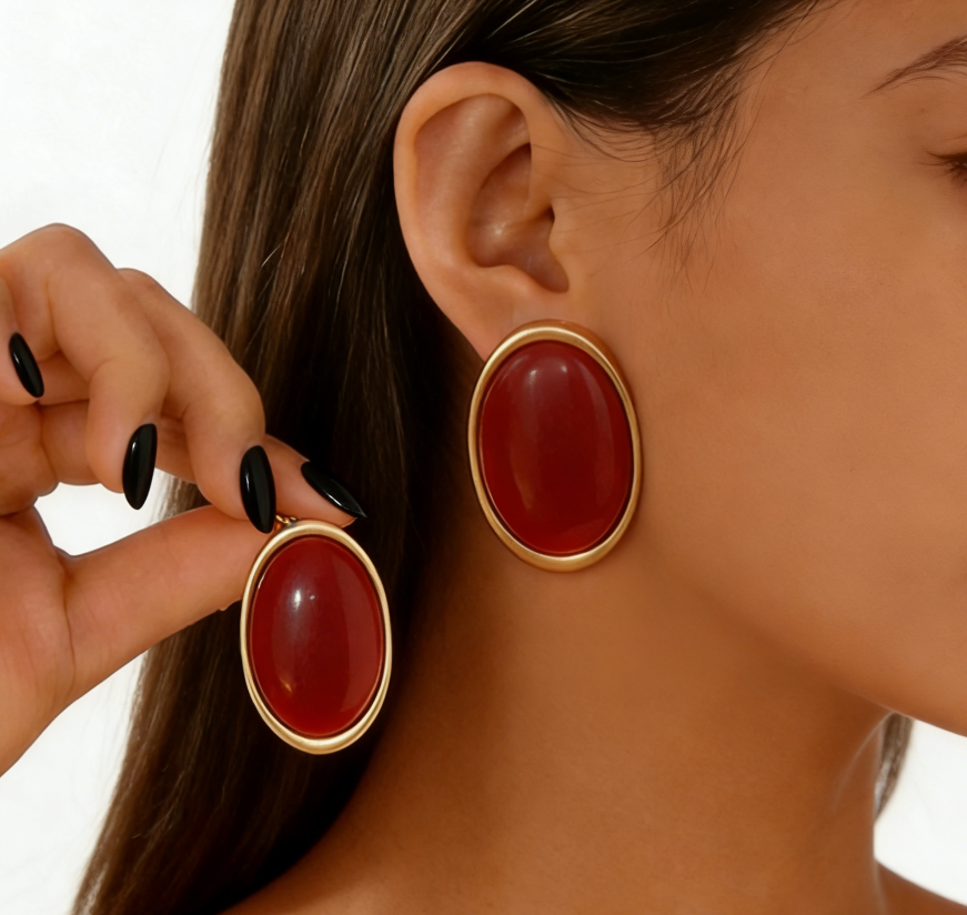 Minimalist Resin Oval Geometric Earrings