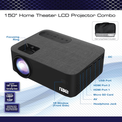 Naxa 150” Home Theater LCD Projector Combo