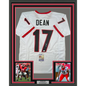 Framed Autographed/Signed Nakobe Dean 35x39 Georgia White College Football Jersey JSA COA