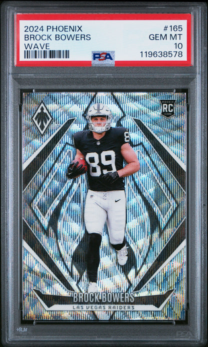 Graded 2024 Panini Phoenix Brock Bowers #165 Wave Rookie RC Football Card PSA 10 Gem Mint