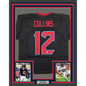 Framed Autographed/Signed Nico Collins 35x39 Houston H-Town Black Football Jersey JSA COA