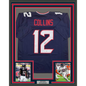 Framed Autographed/Signed Nico Collins 35x39 Houston Blue Current Football Jersey JSA COA