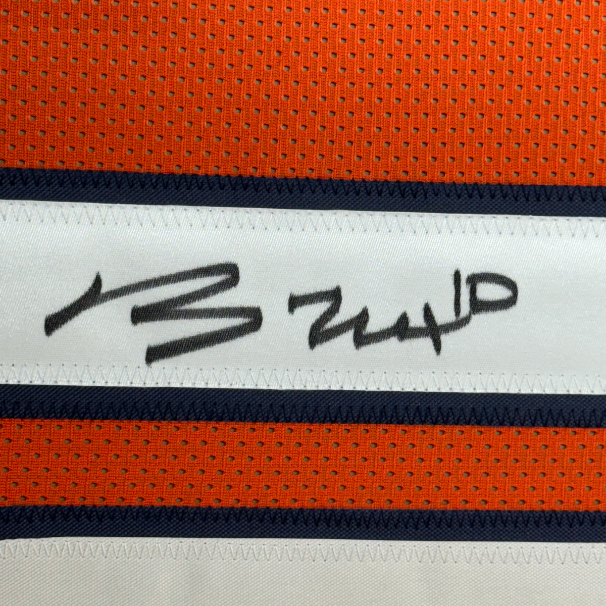 Framed Autographed/Signed Bo Nix 35x39 Denver Orange Football Jersey Beckett BAS COA