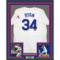 Framed Autographed/Signed Nolan Ryan 35x39 Texas Rangers White Baseball Jersey JSA COA
