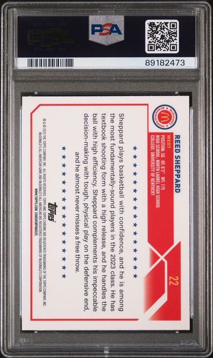 Graded 2023 Topps Chrome Reed Sheppard #22 McDonalds All American Rookie RC Basketball Card PSA 10 Gem Mint